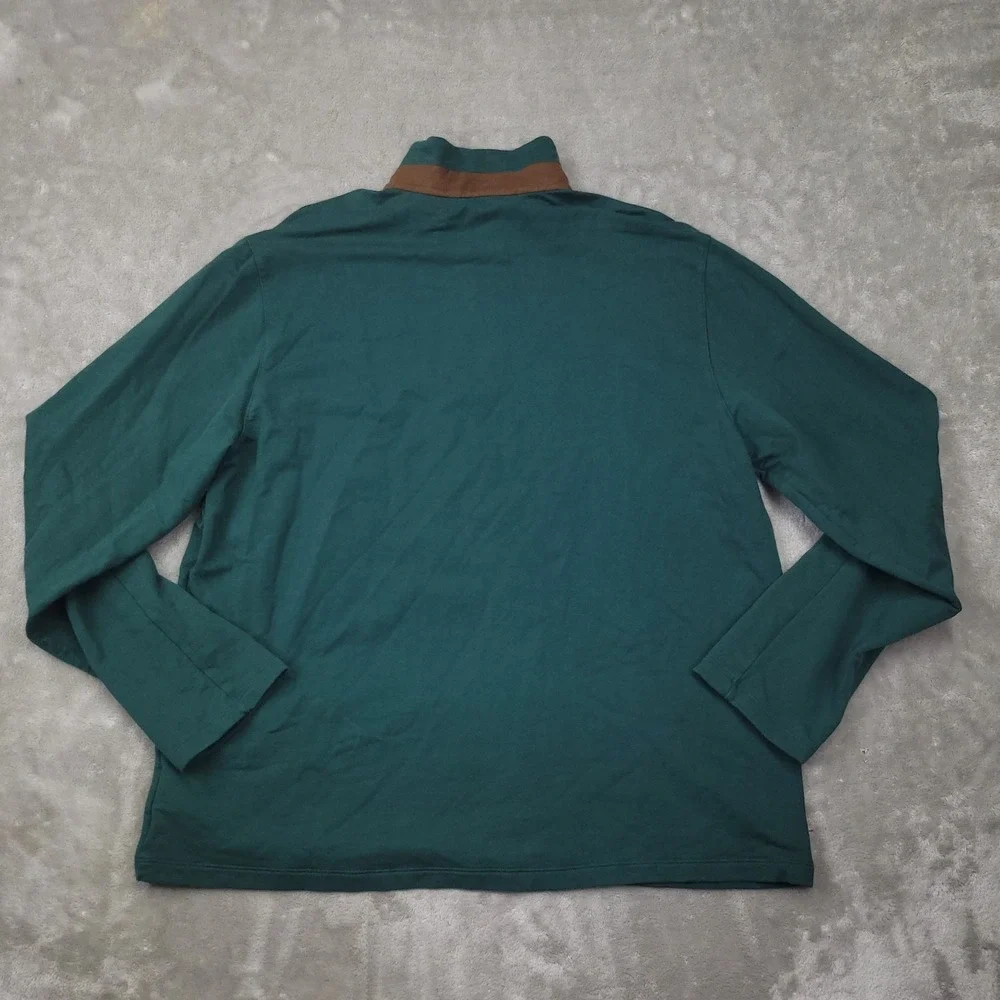 Polo Golf Ralph Lauren‎ Green Brown Trim Quarter Zip Knit Shirt size XXL